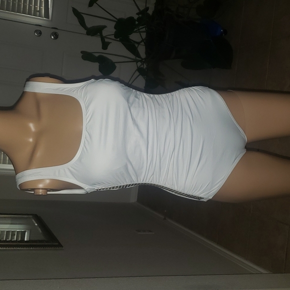 Michael Kors 8 white Stud-Side Shirred Maillot - Picture 8 of 13